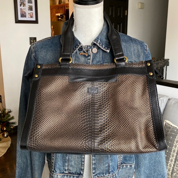 Fossil reptile look leather bag - Picture 2 of 6